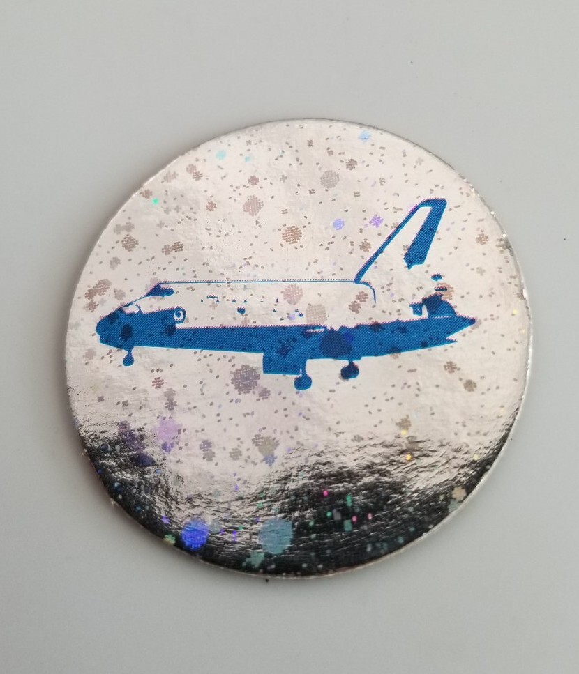 4 Vtg Spacecraft Space Cap Pogs Gemini, Apollo, Space Shuttle, Long John Silvers