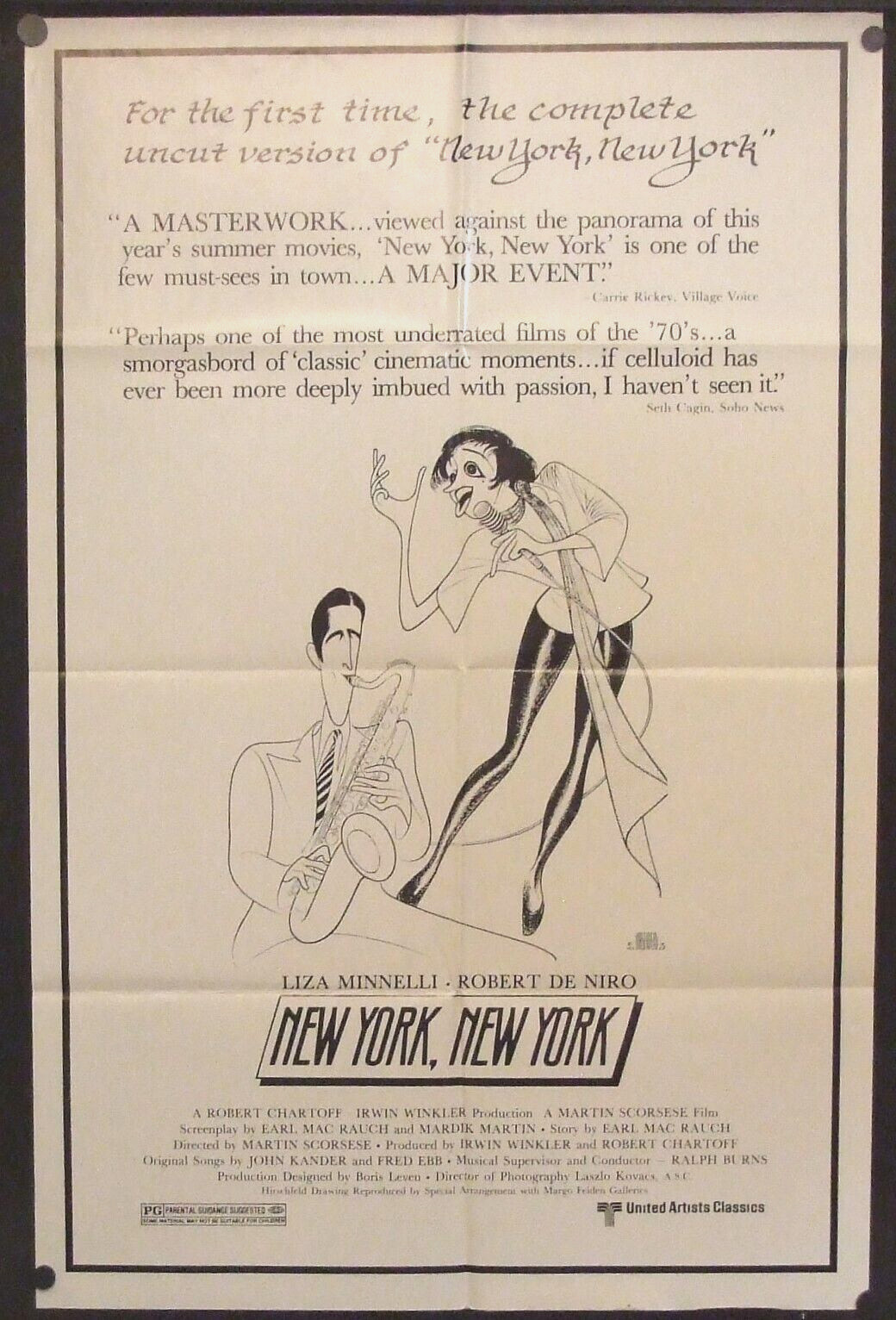 NEW YORK, NEW YORK 1977 movie poster Liza Minelli, Robert De Niro
