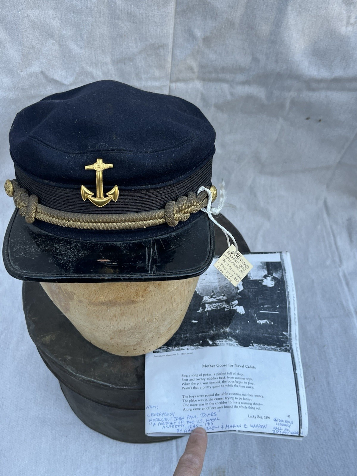 Original Rare Civil War US navy Kepi ANNAPOLIS MIDSHIPMAN'S Cap  Hat Size Small