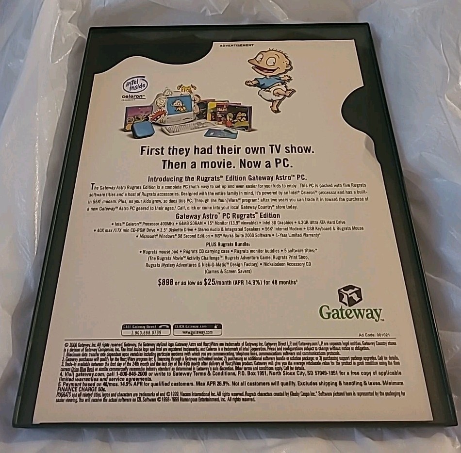 Rugrats Gateway Computer Print Ad Framed 2000 8.5X11