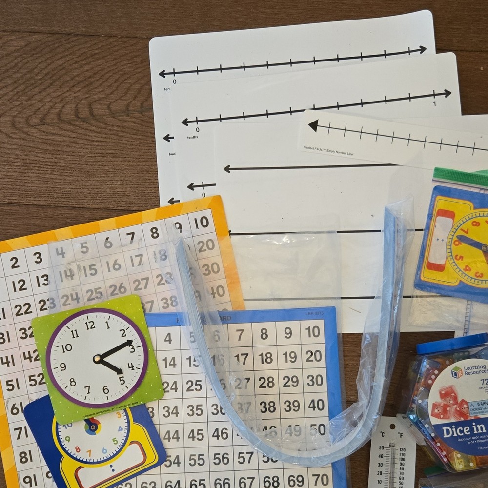 Learning Resources & hand2mind Snap Cubes, Base 10, Fractions, Dice