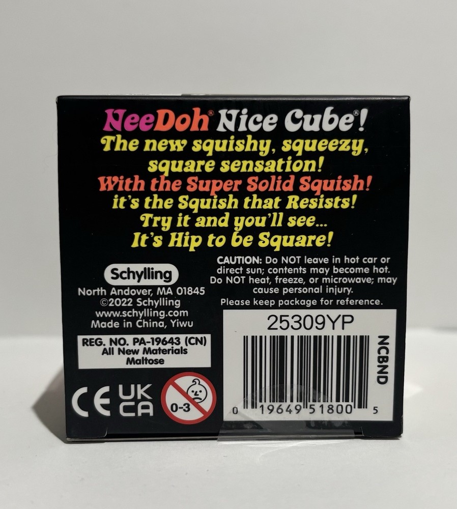 Schylling Nee Doh Nice Cube Super Solid Squish Blue Squeeze Toy