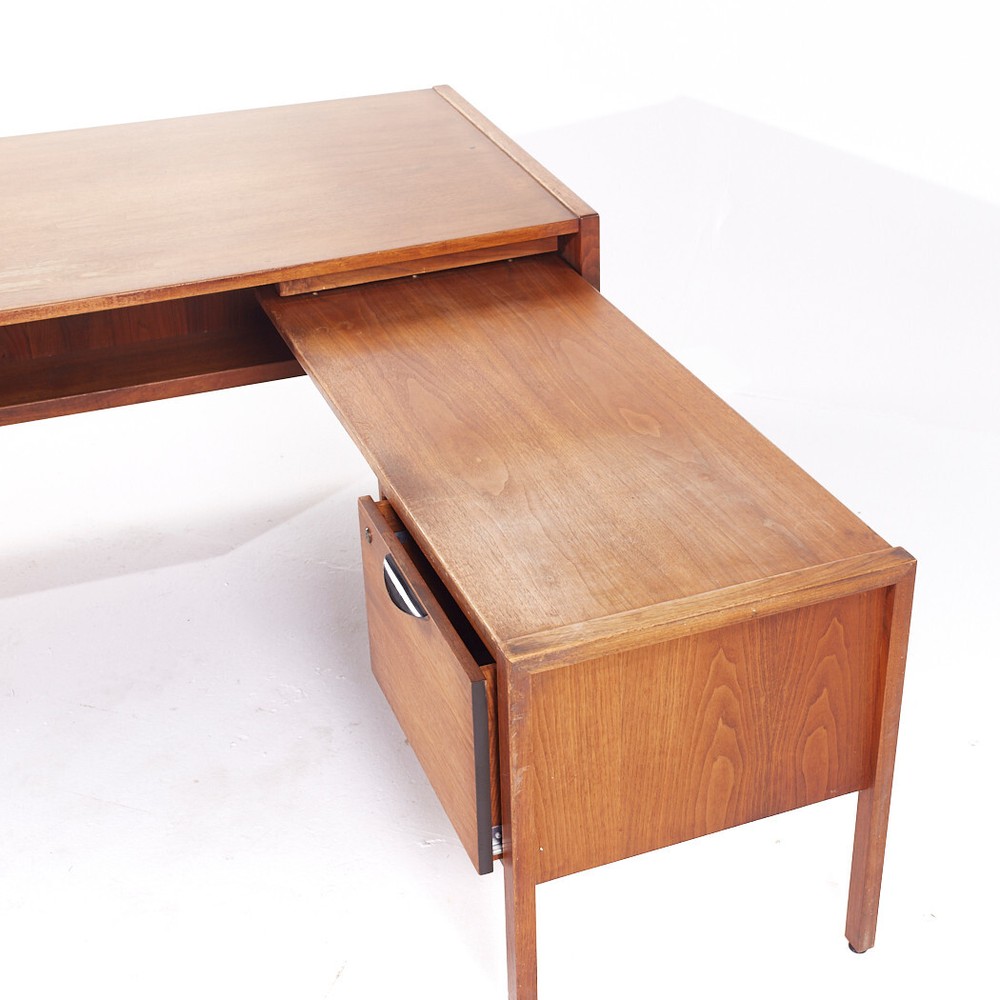 Jens Risom Mid Century Walnut Corner Desk