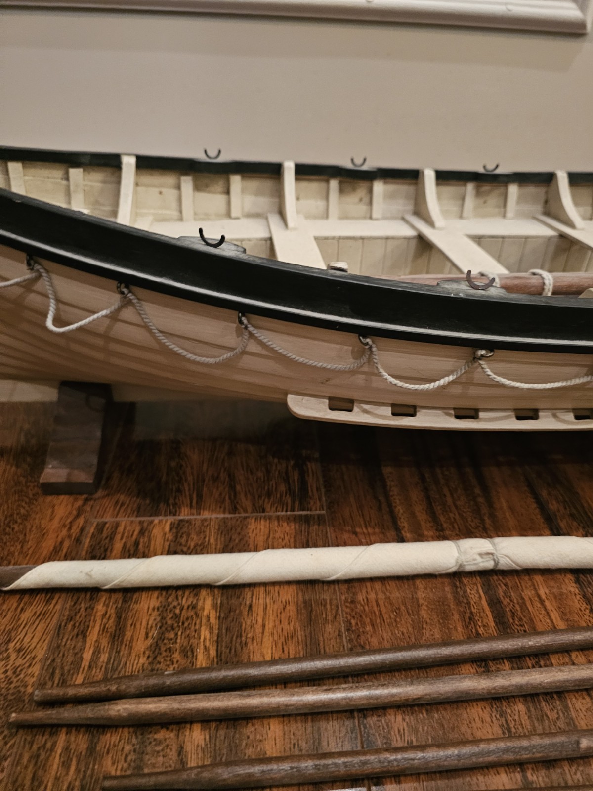 Vintage Liverpool #14 Wood Model Of Titanic Lifeboat, 31" W/Oars, Mast &...