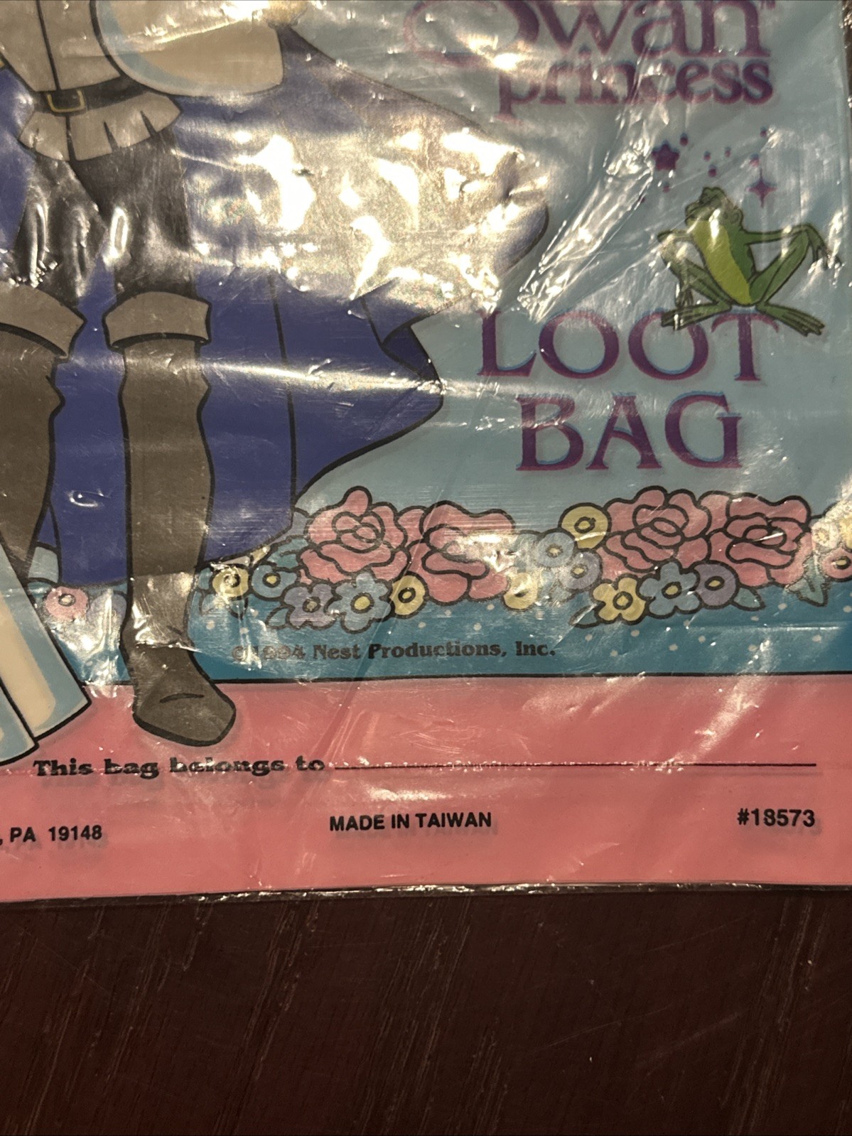 Vintage 1994 The Swan Princess Party Loot Favor Bags Plastic 8 Count NEW