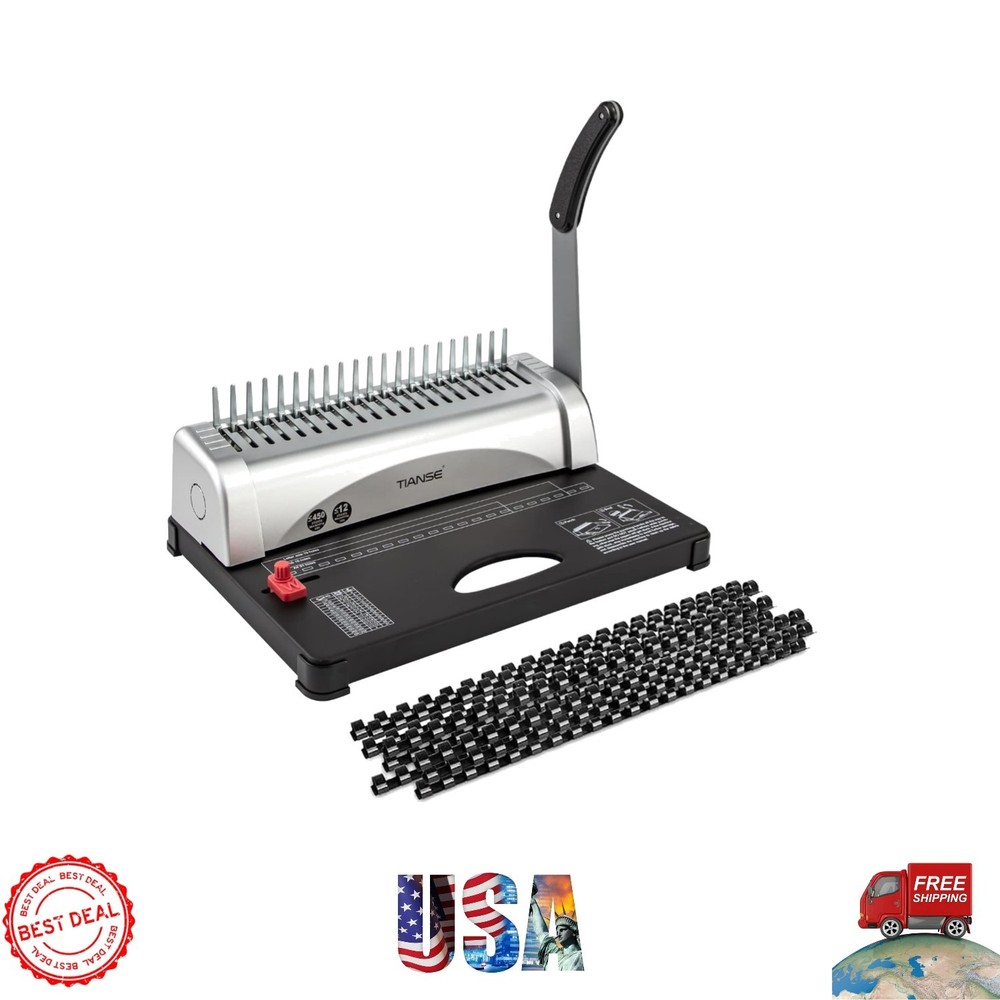 Professional Comb Binding Machine - 21-Hole, 450 Sheet Capacity with Starter Kit