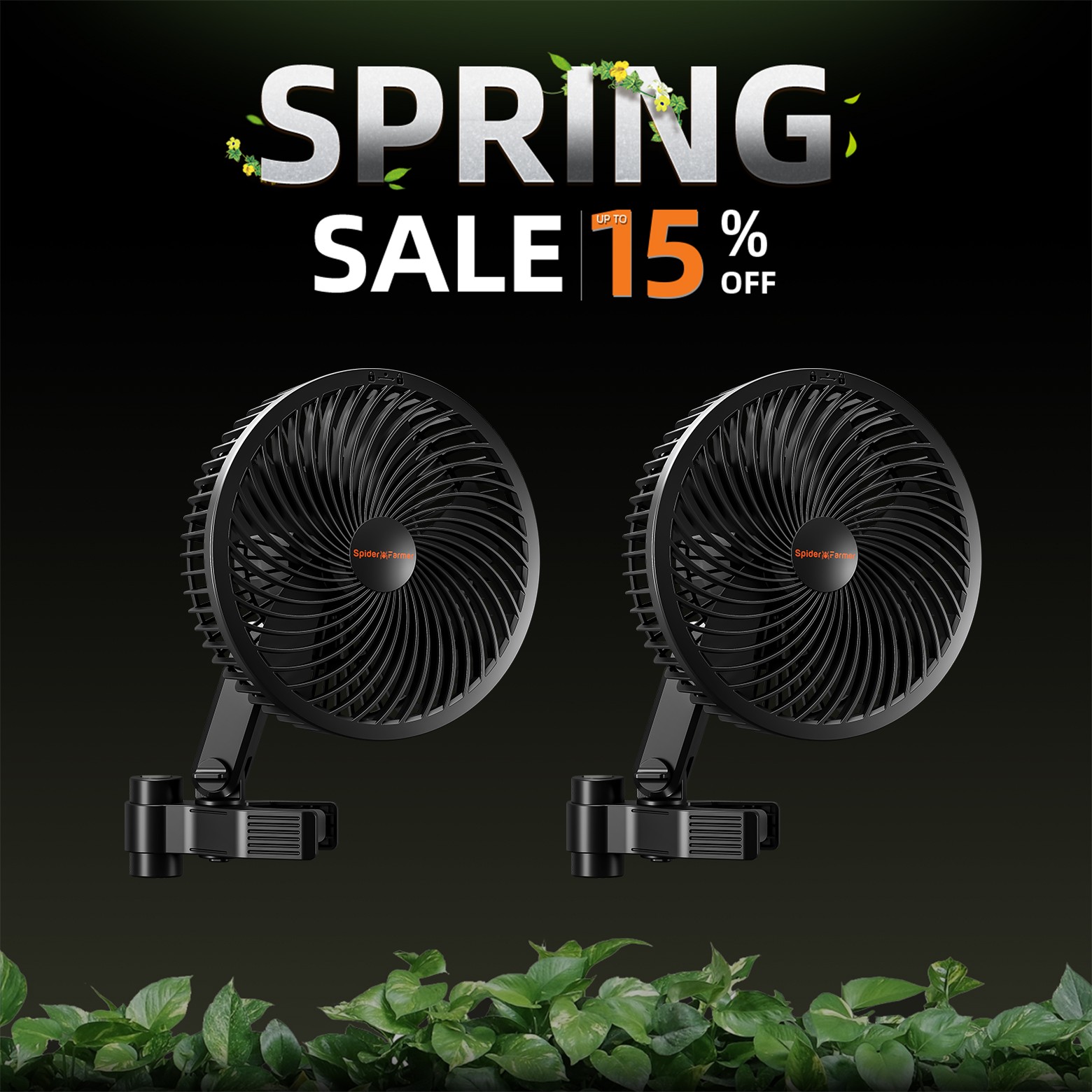 2PCS Spider Farmer 6" Grow Tent Clip Fan Auto Oscillating, EC Motor, APP Control