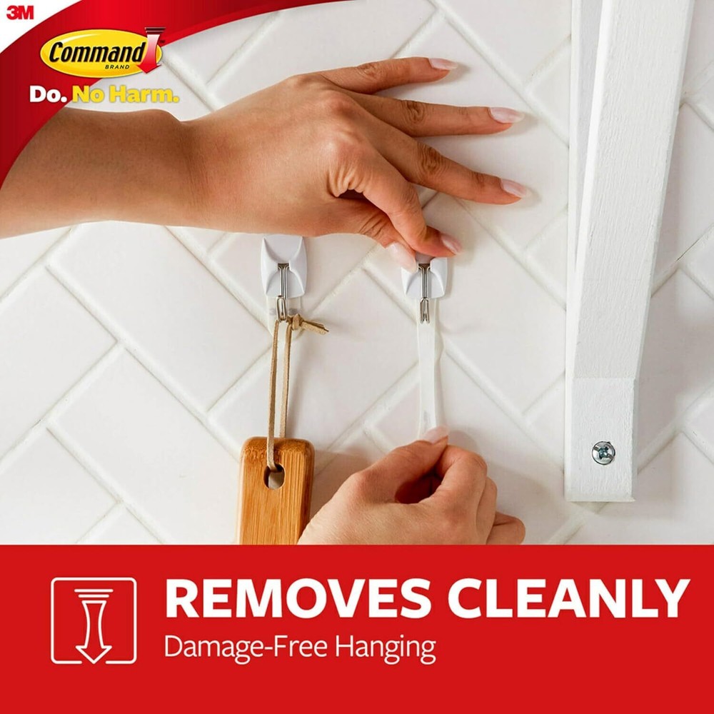 Command Small Wire Toggle Hooks, Damage Free Hanging Wall Hooks with White