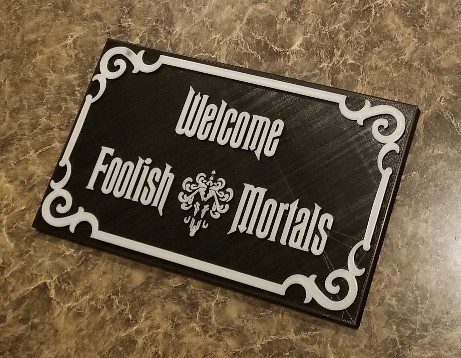 9" Glow in the Dark Haunted Mansion Inspired Welcome Foolish Mortals Prop Sign