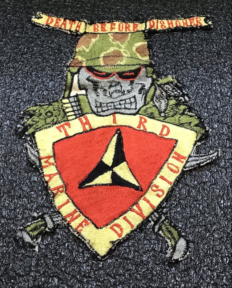 THIRD MARINE DIV., DEATH BEFORE DISHONOR, VINTAGE EMBROIDERED BACK PATCH!