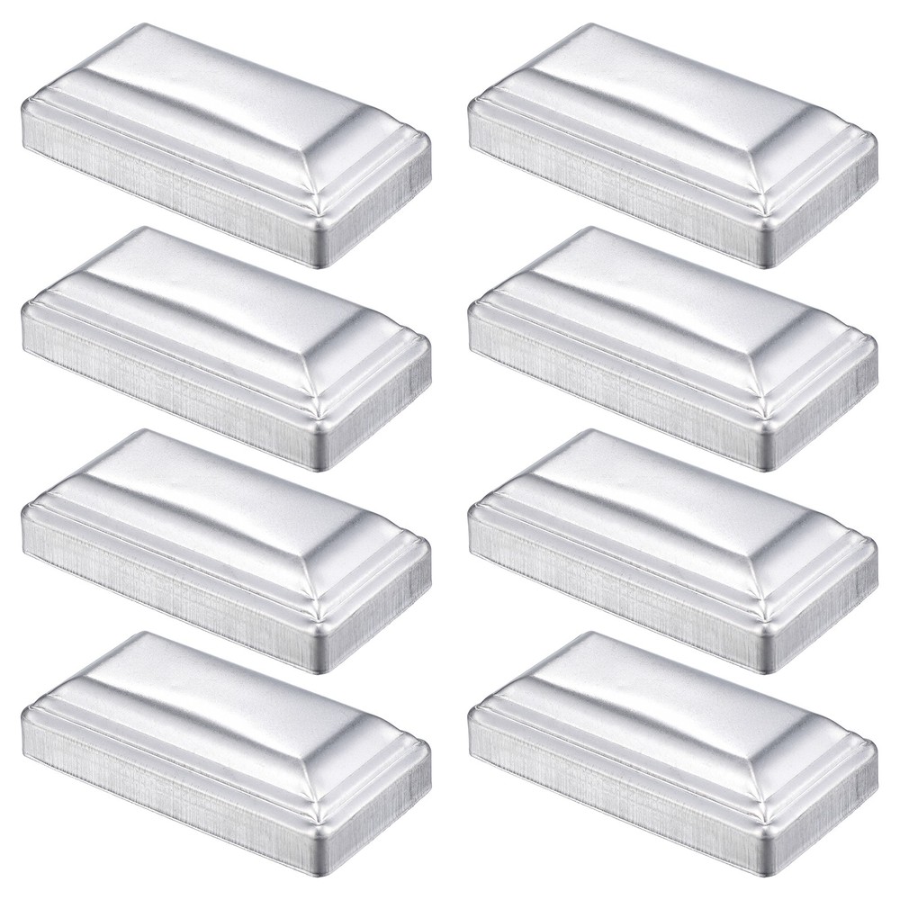 8Pcs Fence Post Cap, Galvanized Deck Post Caps Fit 4" x 2" Pipe, Silver