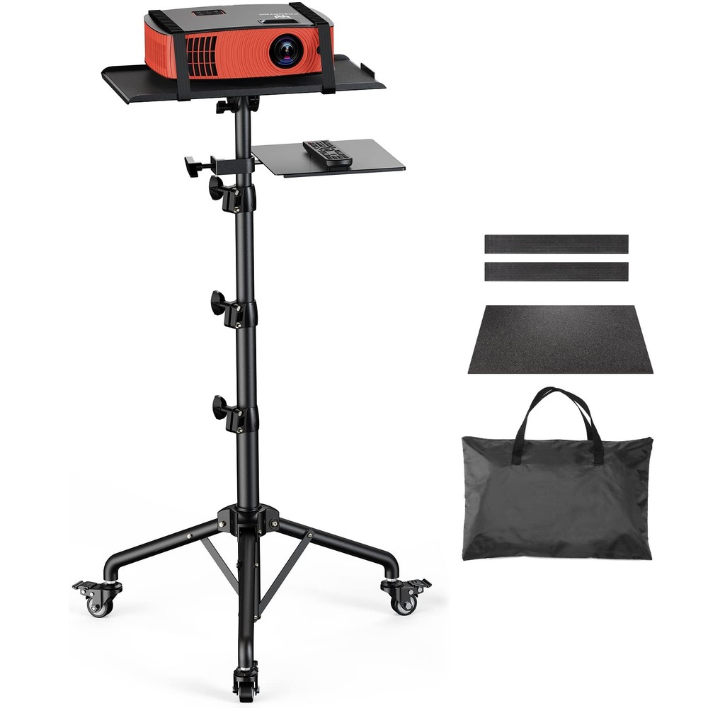 Amada Projector Stand with Wheels, Height Adjustable Rolling Stand with Mouse...