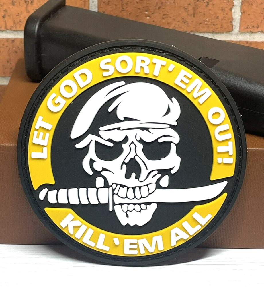 Skull PVC Patch, Tactical Morale Skull Knife Patch - Let God Sort' EM Out Patch