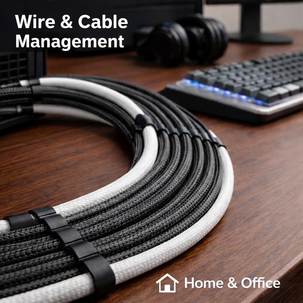 25ft Expandable Non-Split PET Braided Cable Sleeve, High-Temperature Black Lo...