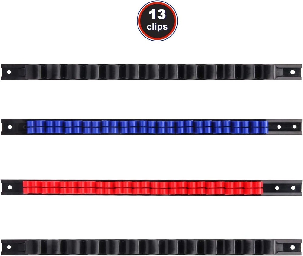 Durable Wall-Mount Screwdriver and Wrench Organizer Set with Color-Coded Clips