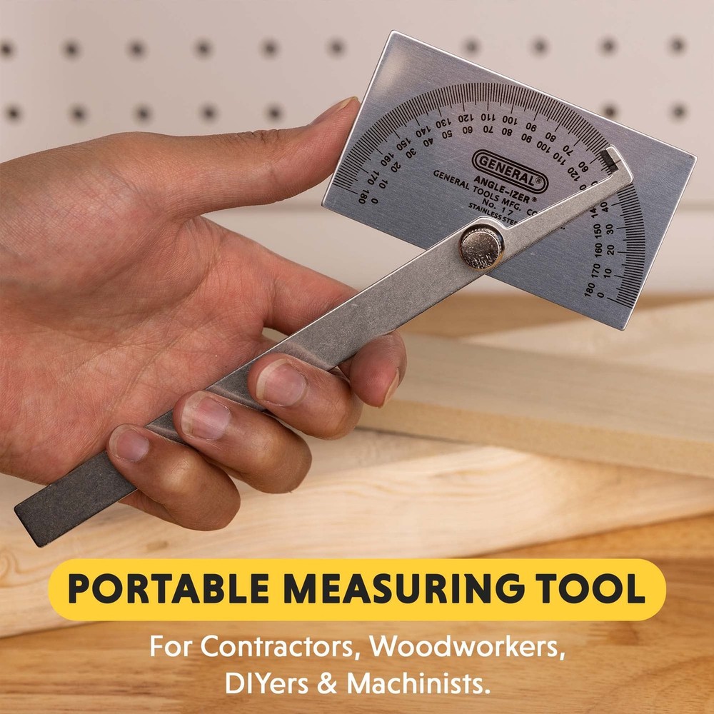 Angle Protractor #17 Stainless Steel Square Head - Measuring Tool for Carpent...