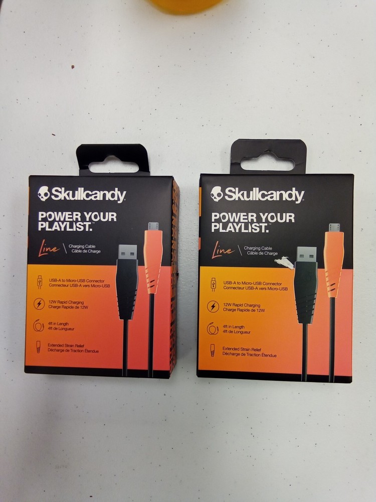 Skullcandy Line Charging Cable USB-A to Micro-USB Connector Works android 2 pack