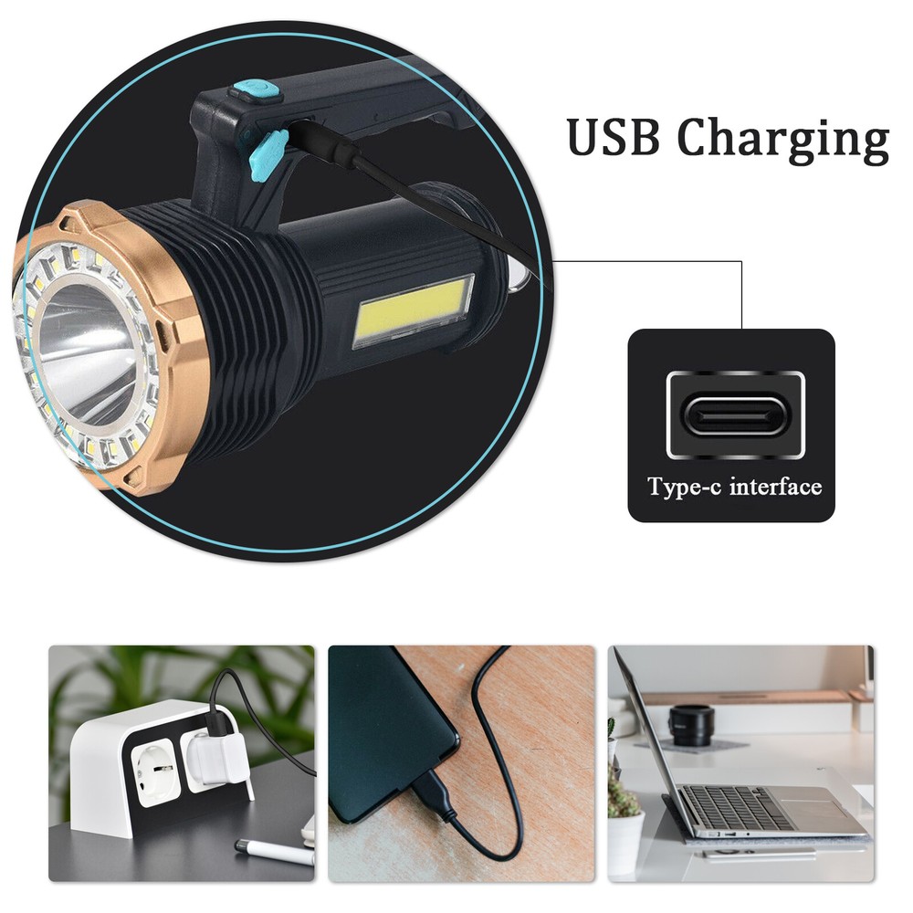 LED Flashlight Handheld Torch Lamp Worklight USB Rechargeable Small Light 8 Mode