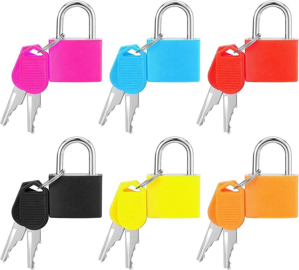 Lightweight & Rustproof Luggage Locks - 6 Colored Padlocks with Keys Included