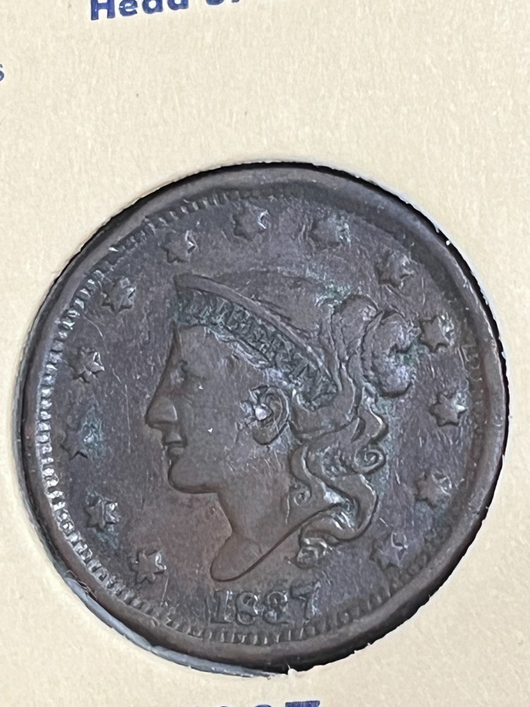 1837 Large Cent - Small Letters Braided Cord