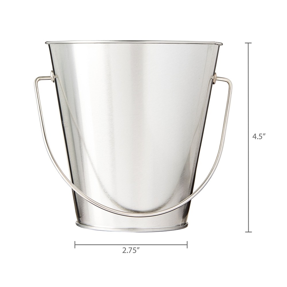 Silver Tin Pail with Handle, 4.6"
