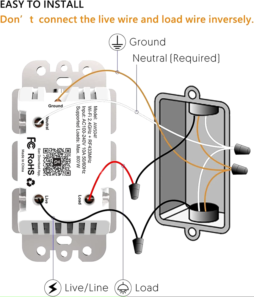 Smart WIFI In-Wall Switch For Alexa Google Home APP, With A Remote Controller