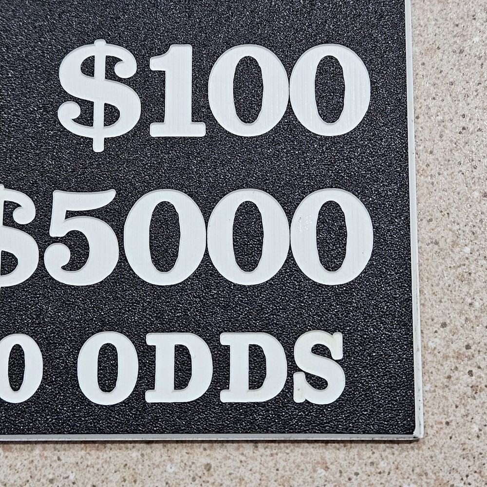 Vintage Craps Black Table Minimum Maximum Rules Plastic Casino Table Sign Plaque