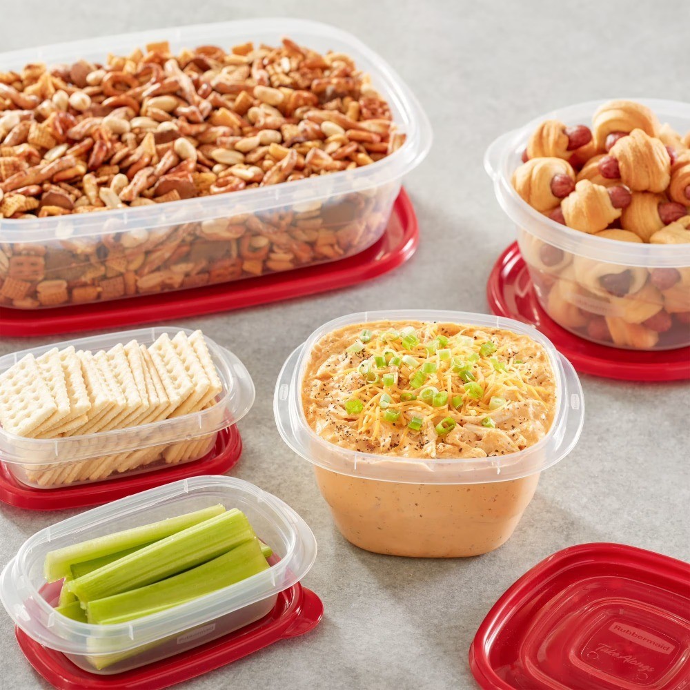 Square Meal Prep Containers with Lids, Airtight Food Storage, 10-Pack Set, Ruby