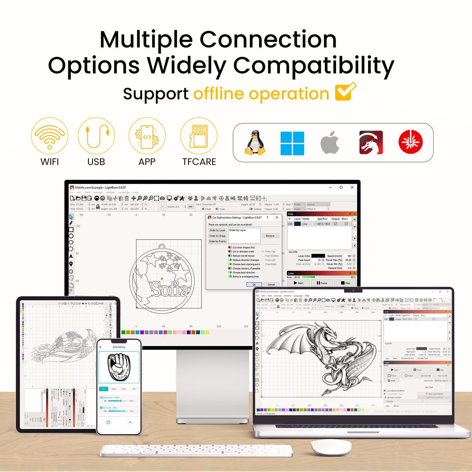 60W Laser Engraver 10000mm/min High Precision Laser Engrave Longer Ray5 5W