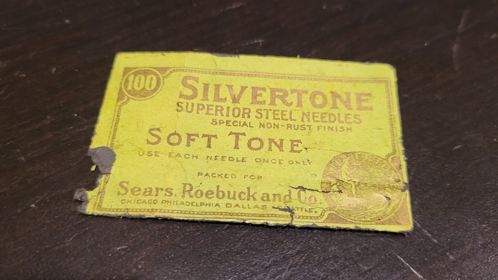 gramophone phonograph needle packet empty silvertone sears roebuck soft tone
