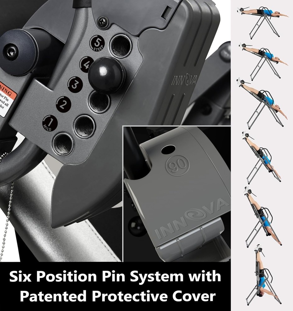 Inversion Table Heavy Duty Adjustable Headrest Reversible Ankle Holders up to...