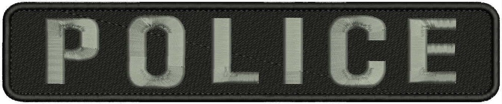 POLICE Embroidery patch 2x11 hook on back background  blk/gray