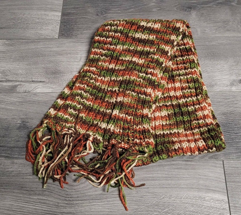 Handmade Knitted Scarf Browns/Green