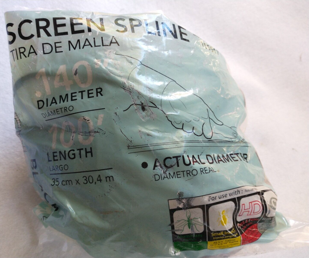 Screen Guard Black Screen Spline Diameter .140 x 90’ Long New Opened Package