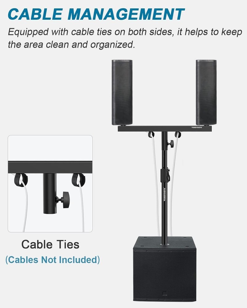 Dual Speaker Pole Mount Adapter Set with Cable Management System for Easy Setup