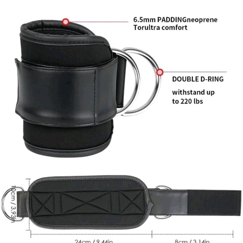 Adjustable Ankle Straps Kickback Attachment Pulley for Cable Machine (1 Pair)