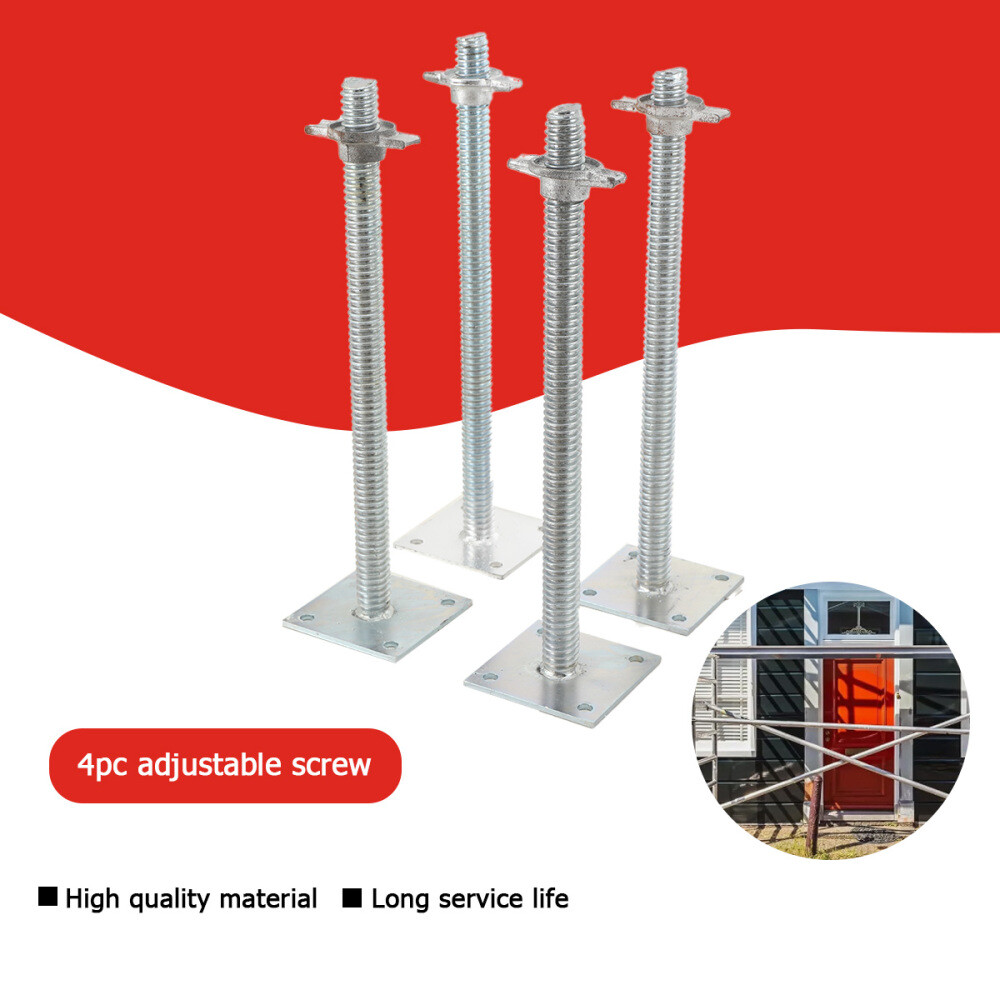 Adjustable Leveling Jacks 18" Scaffolding Solid Screw Jack with Base Plate 4Pcs