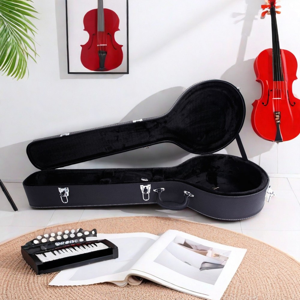 Black Banjos Hard Shell Case With 5-6 String & Microgroove, Banjoline Hard Case