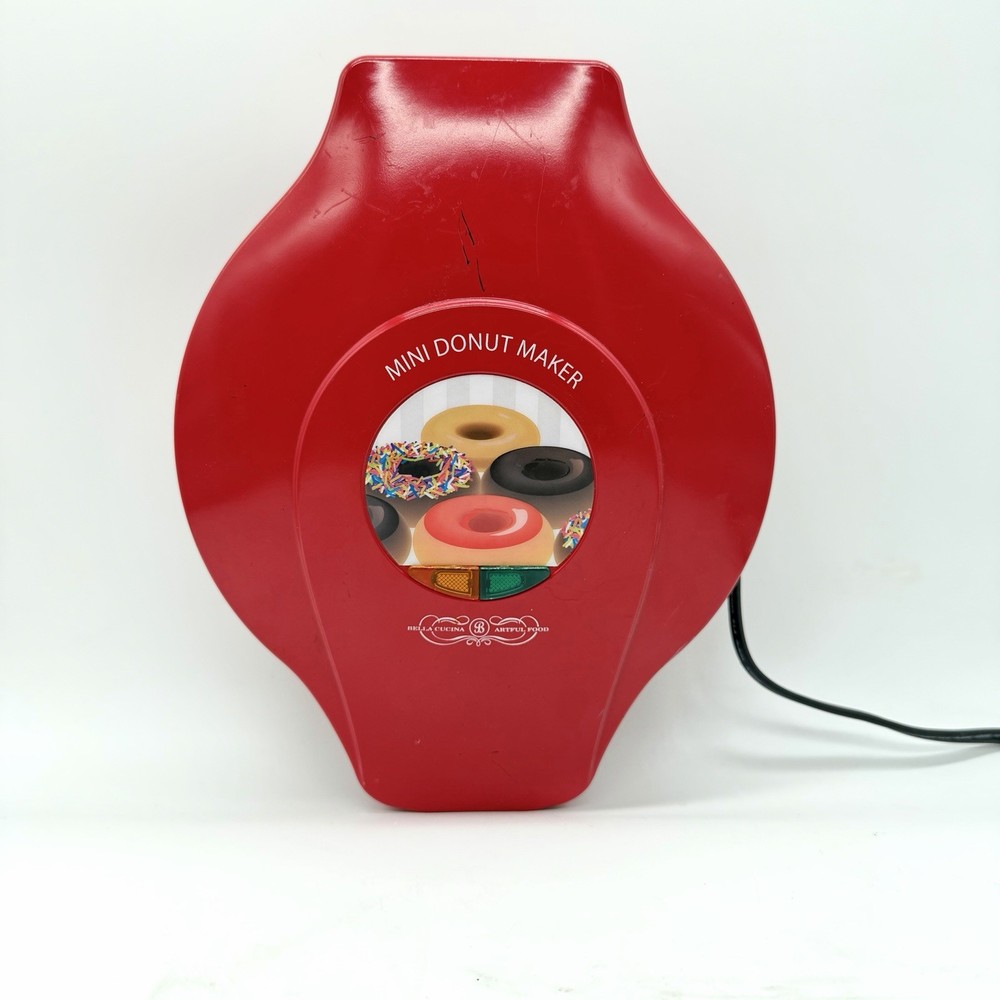 Mini Donut Maker Electric Nonstick 7-Donut Machine Tested & Working Red