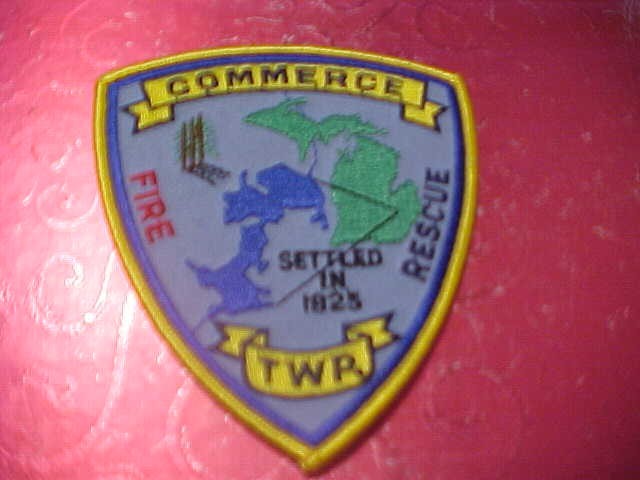 COMMERCE MICHIGAN FIRE DEPARTMENT PATCH SHOULDER SIZE UNUSED BLUE