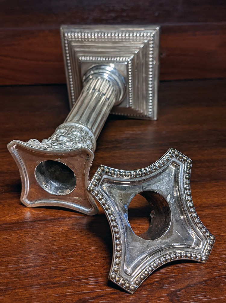 Victorian Sterling Silver Corinthian Column/Pillar Candlesticks 6 1/4" H 1905