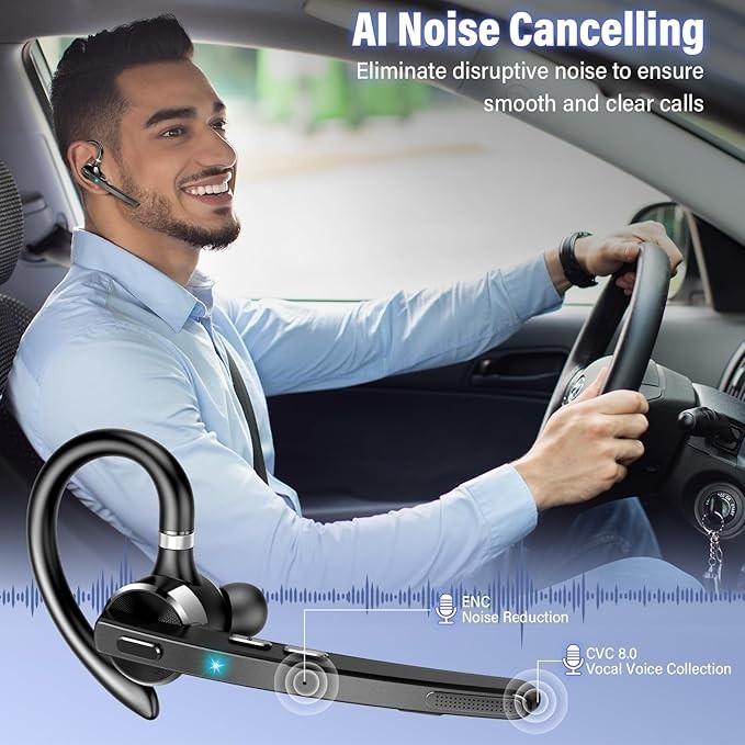 Bluetooth Headset, Wireless Bluetooth 5.3 Earpiece, 90Hrs Hands Free Headset
