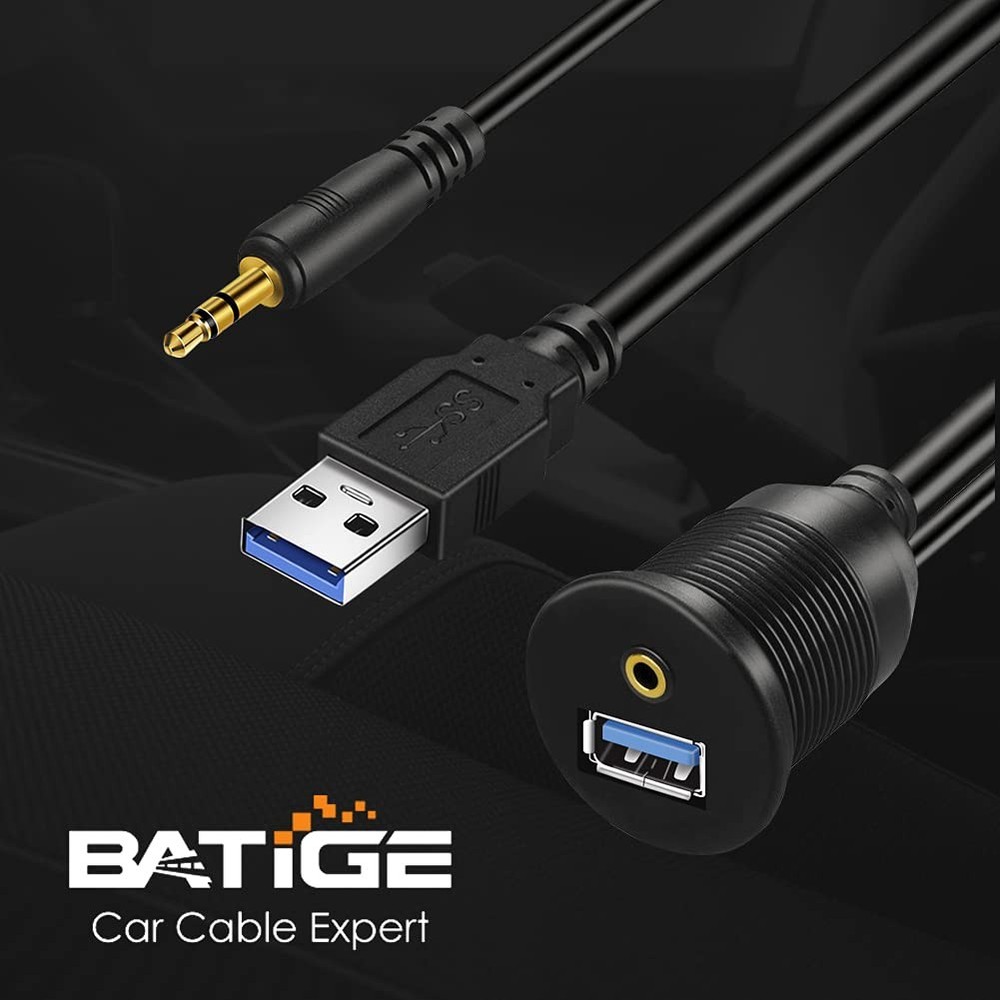 Batige Usb 3.0 & 3.5Mm Car Mount Flush Cable, 3Ft