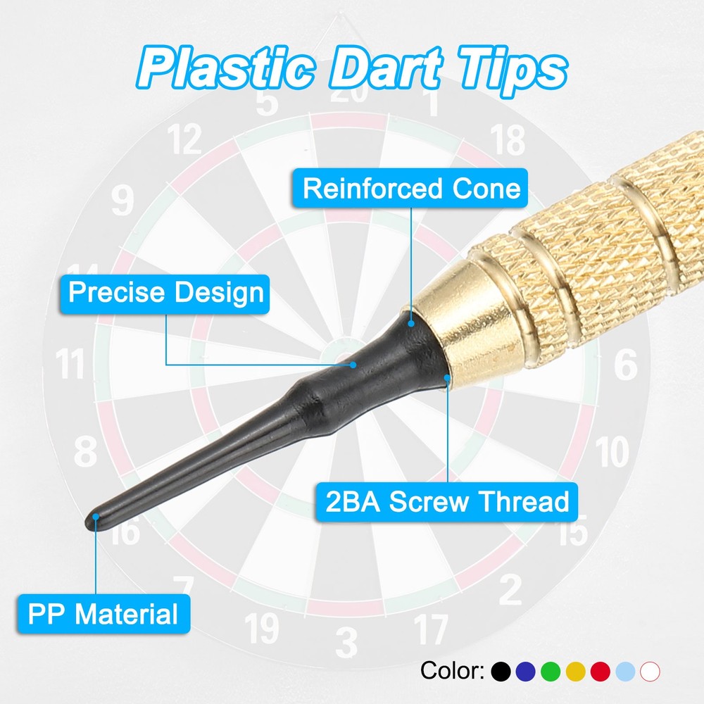 120Pcs, 2BA Thread Plastic Soft Dart Tips Replacement Dart Accessories Black