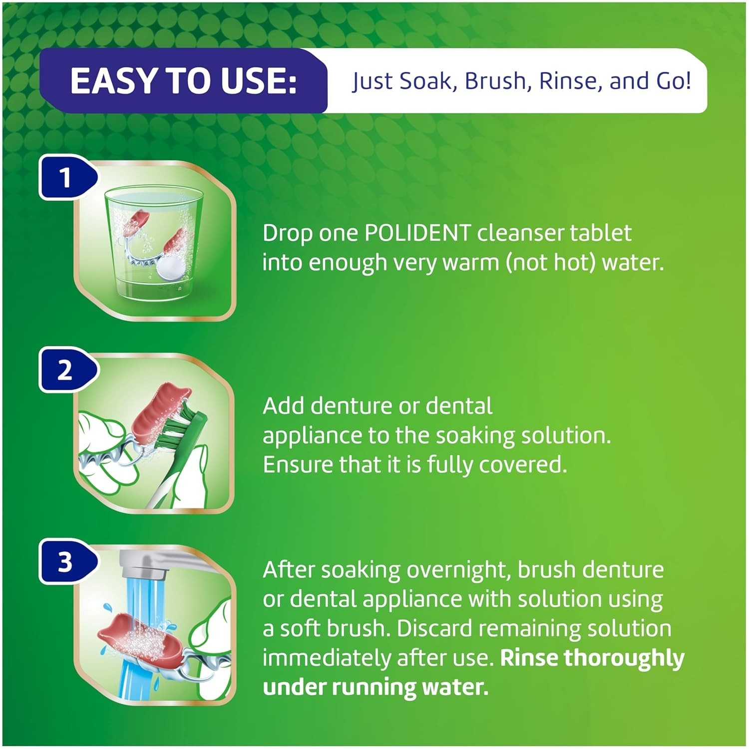 Polident Overnight Whitening Dental Cleanser Tablets 90 Ct (2 Pack) Antibacteria