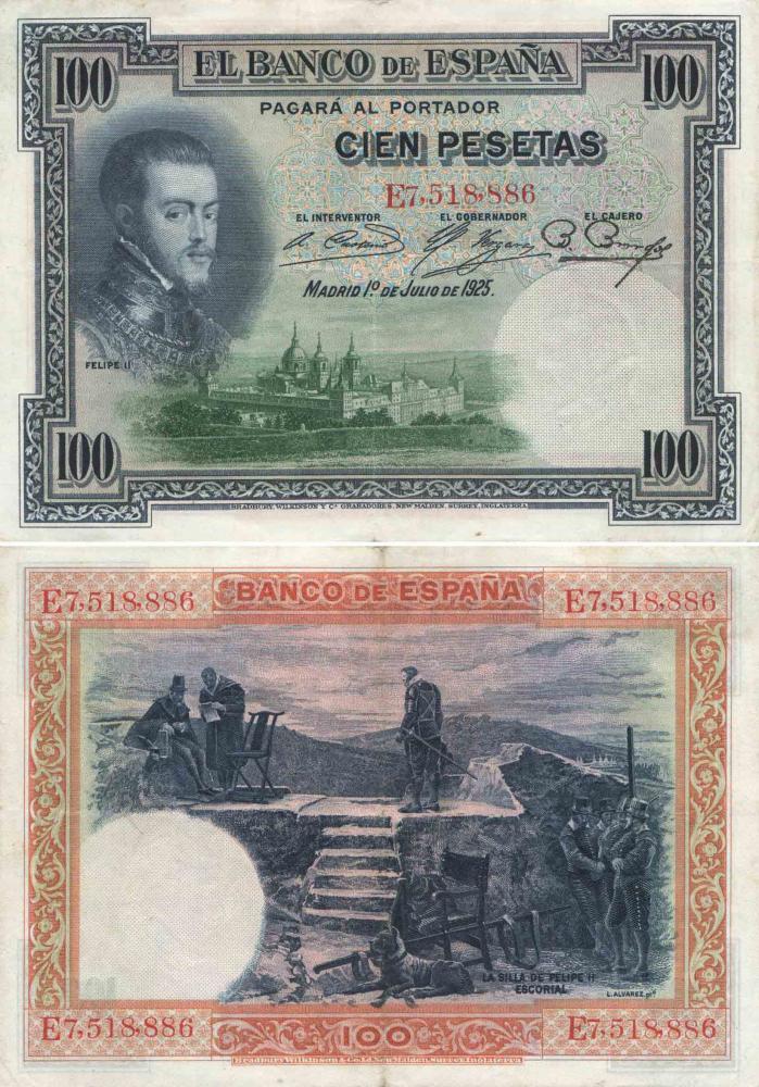 Spain 100 pesetas 1925 VF