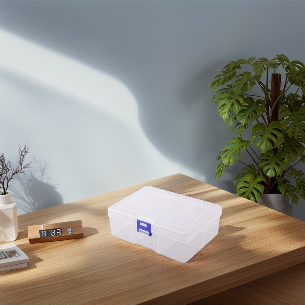 Compact Plastic Storage Box with 6 Adjustable Grids for Screw Organizer