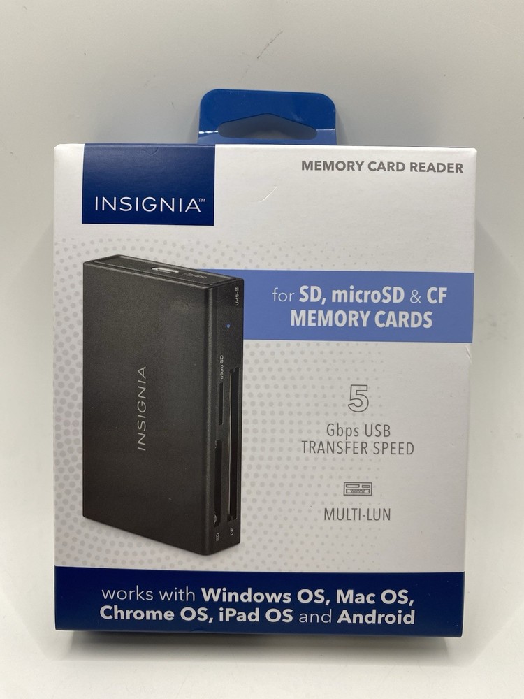 Insignia- USB-C to SD, microSD and CompactFlash Memory Card Reader - Black