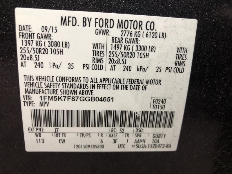 Camera/Projector Camera Rear Fits 16 EXPLORER 849760