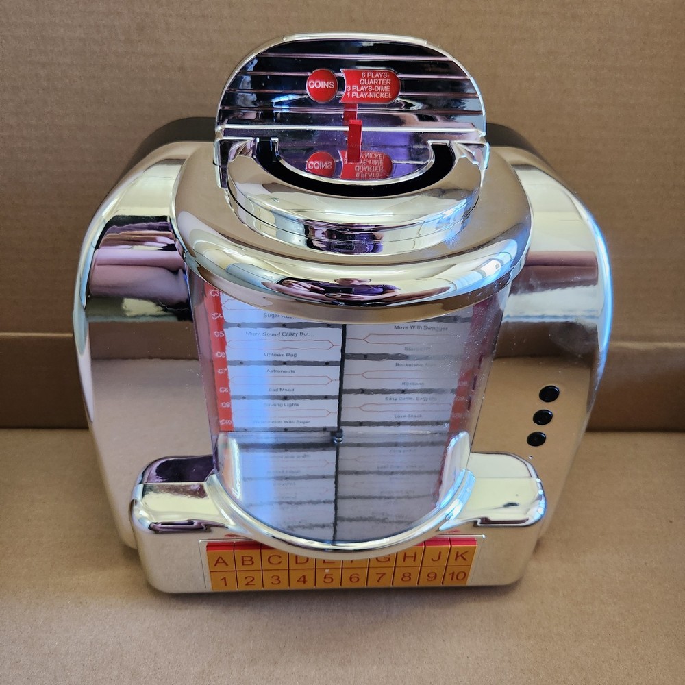 Diner Jukebox Tabletop Bluetooth Speaker Chrome Plated Retro Silver - Used